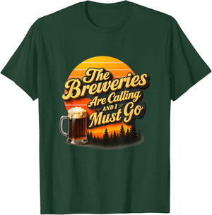 Vintage Beer Breweries are Calling and I Must Go Craft Beer T-Shirt - T-Shirt | Forest