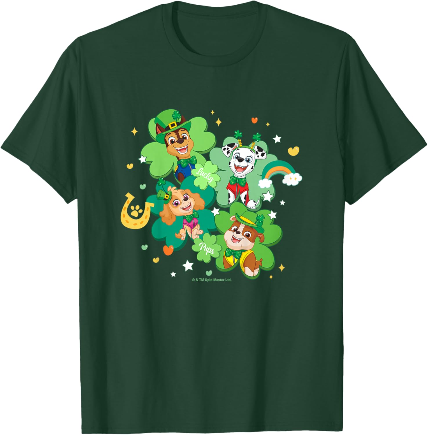 Kids PAW Patrol St. Patrick's Day Lucky Pups Four-Leaf Clover T-Shirt - T-Shirt | Forest