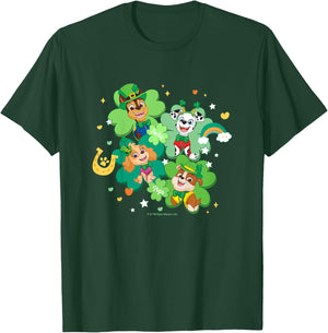 Kids PAW Patrol St. Patrick's Day Lucky Pups Four-Leaf Clover T-Shirt - T-Shirt | Forest