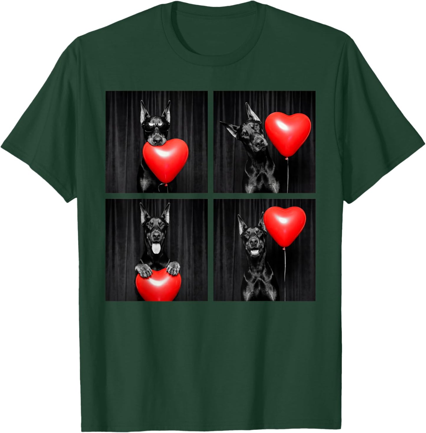 Funny Doberman Photobooth Dog Lover Design Valentines T-Shirt - T-Shirt | Forest