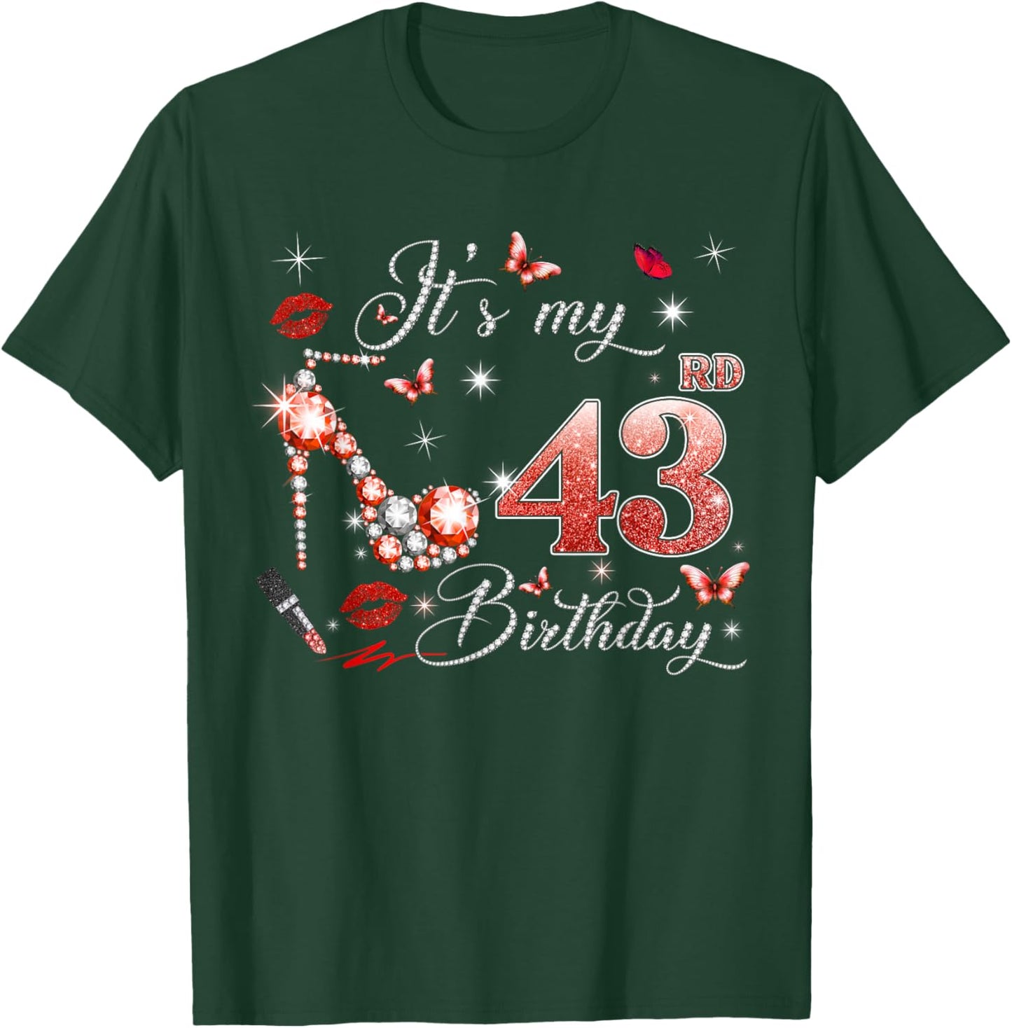 It’s My 43rd Birthday Pink 43 Years Old Birthday Queen Party T-Shirt - T-Shirt | Forest
