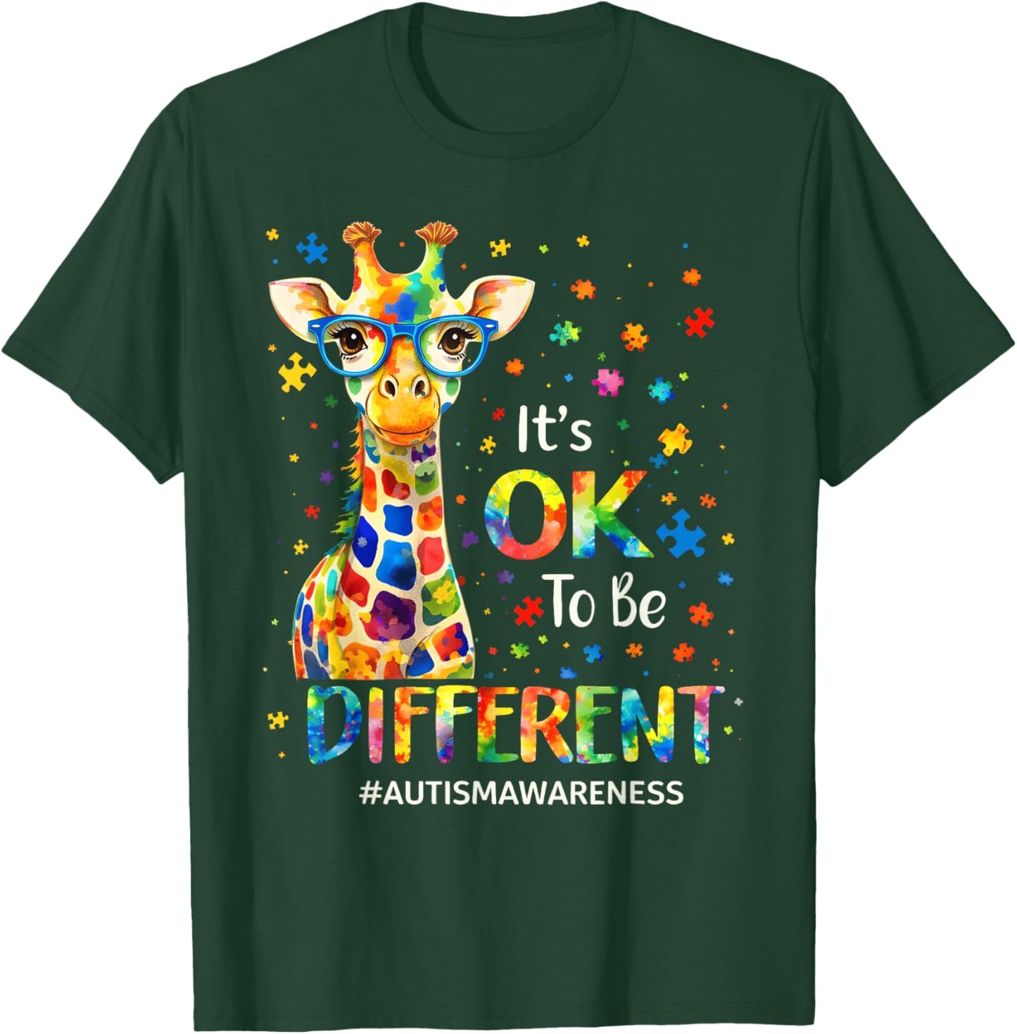 Autism Awareness Its Ok to Be Different Cute Giraffe T-Shirt - T-Shirt | Forest