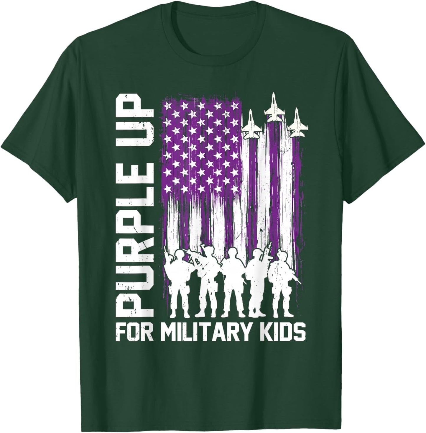 Purple Up for Military Kids USA Flag Military Child Month T-Shirt - T-Shirt | Forest