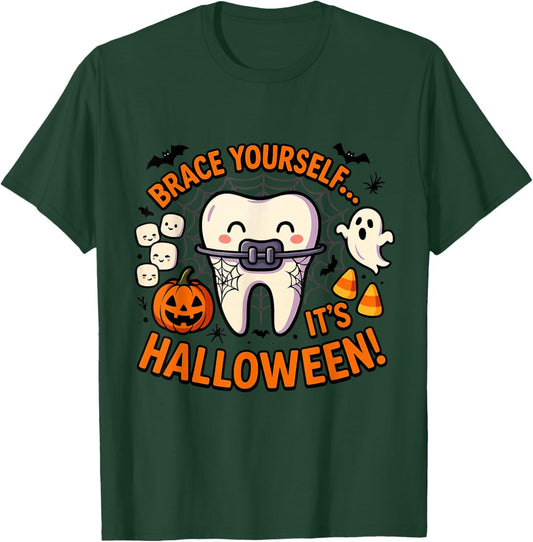 Brace Yourself Funny Tooth Halloween Costume Men Women Kids T-Shirt - T-Shirt | Forest