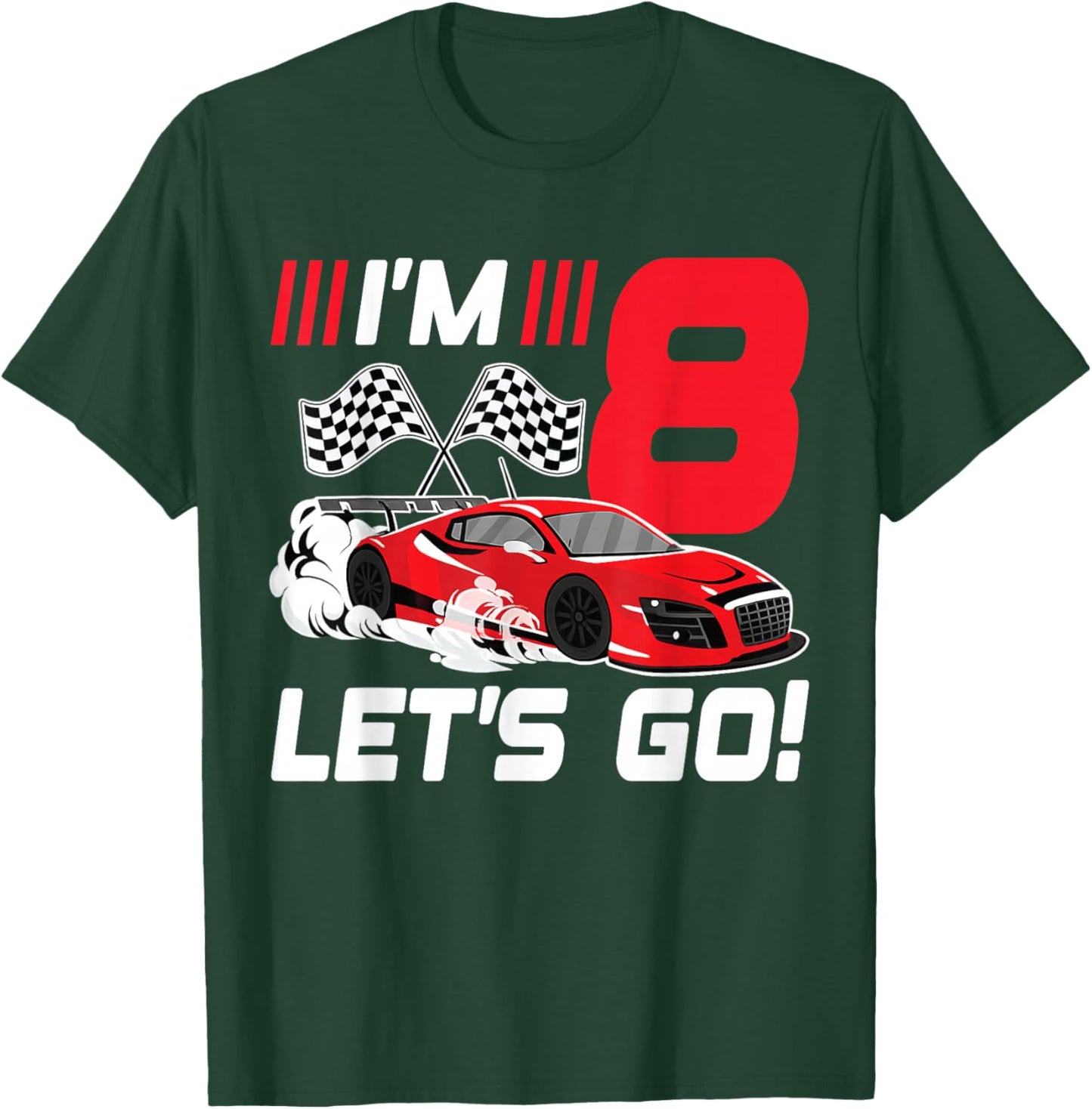 8 Year Old Race Car 8th Birthday Racecar Racing Boy T-Shirt - T-Shirt | Forest