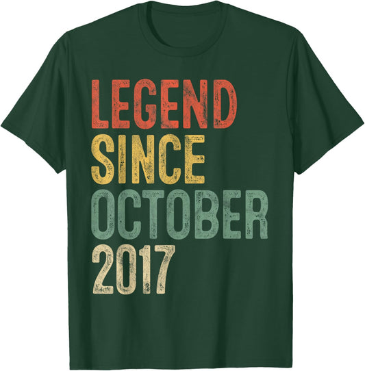 Legend October 2017 8th Birthday Boy Girl 8 Year Old T-Shirt - T-Shirt | Forest