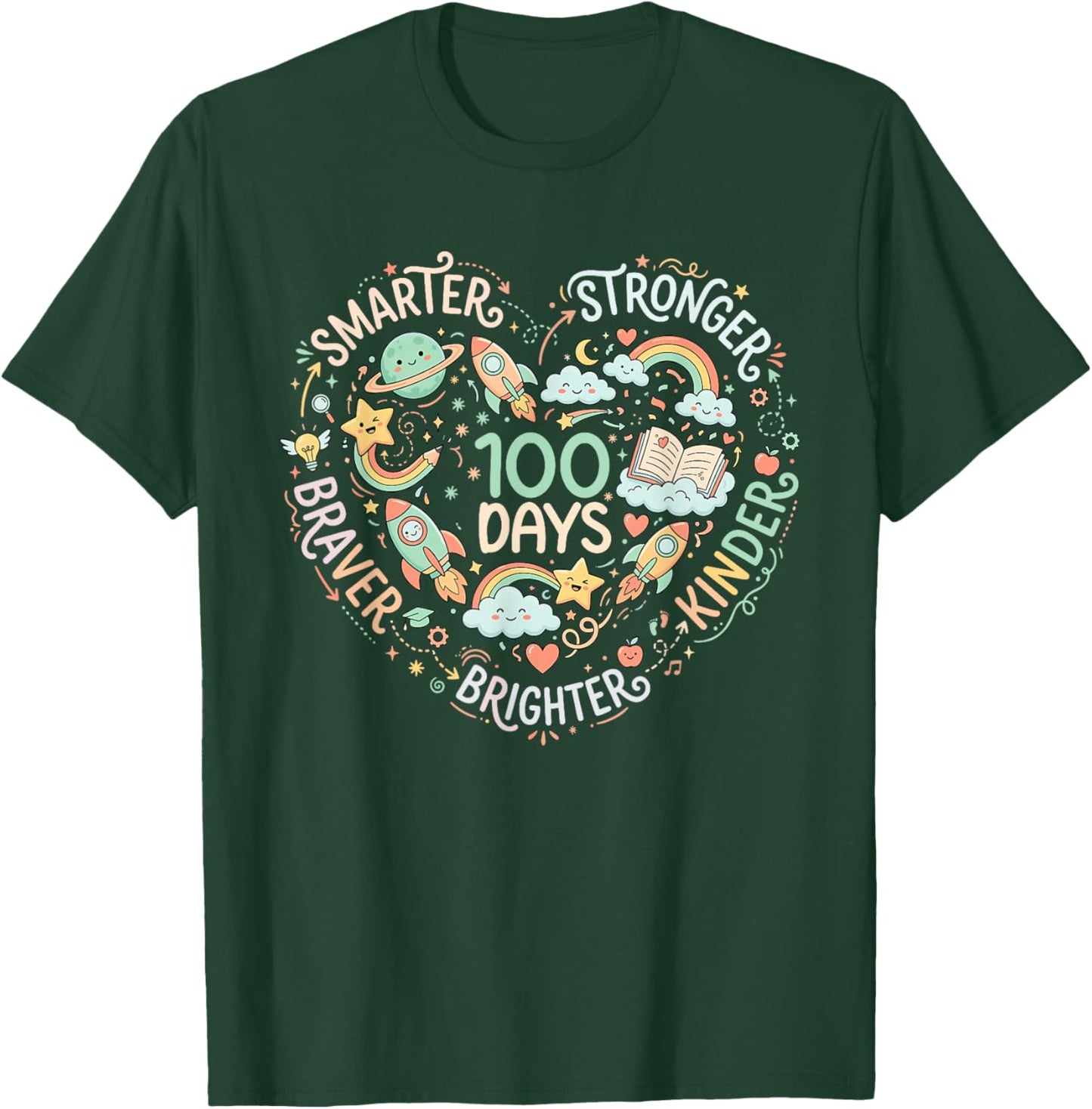 Happy 100 Days of School 100th Day of School Kids Boys Girls T-Shirt - T-Shirt | Forest