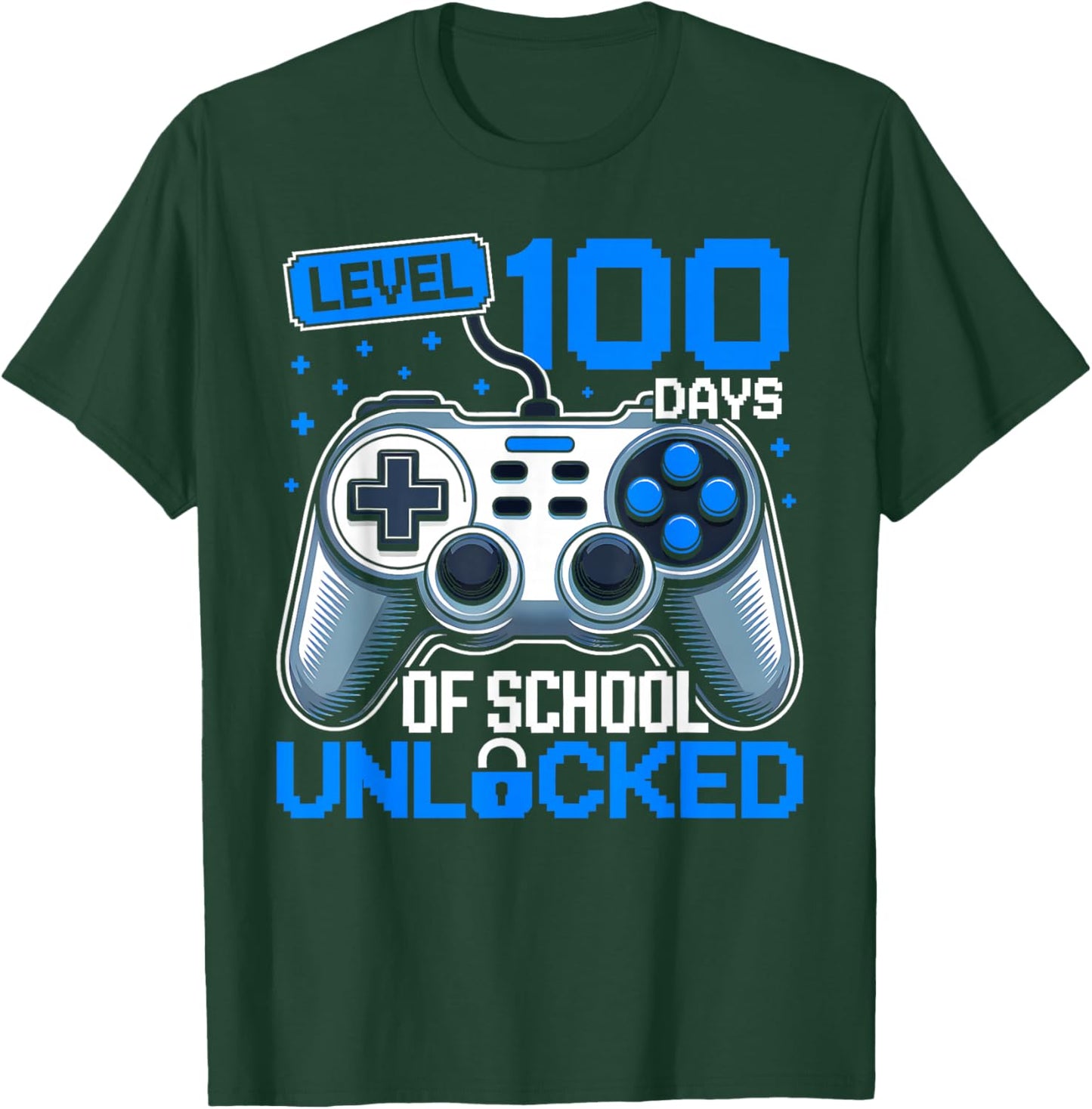 100 Days of School Video Game Gamer Boys 100th Day of School T-Shirt - T-Shirt | Forest