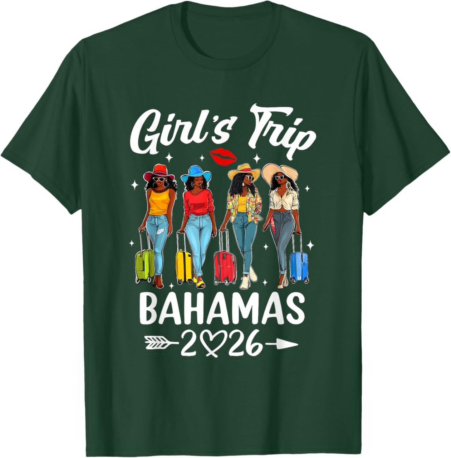 Bahamas Girls Trip 2026 Birthday Squad Women Vacation T-Shirt - T-Shirt | Forest