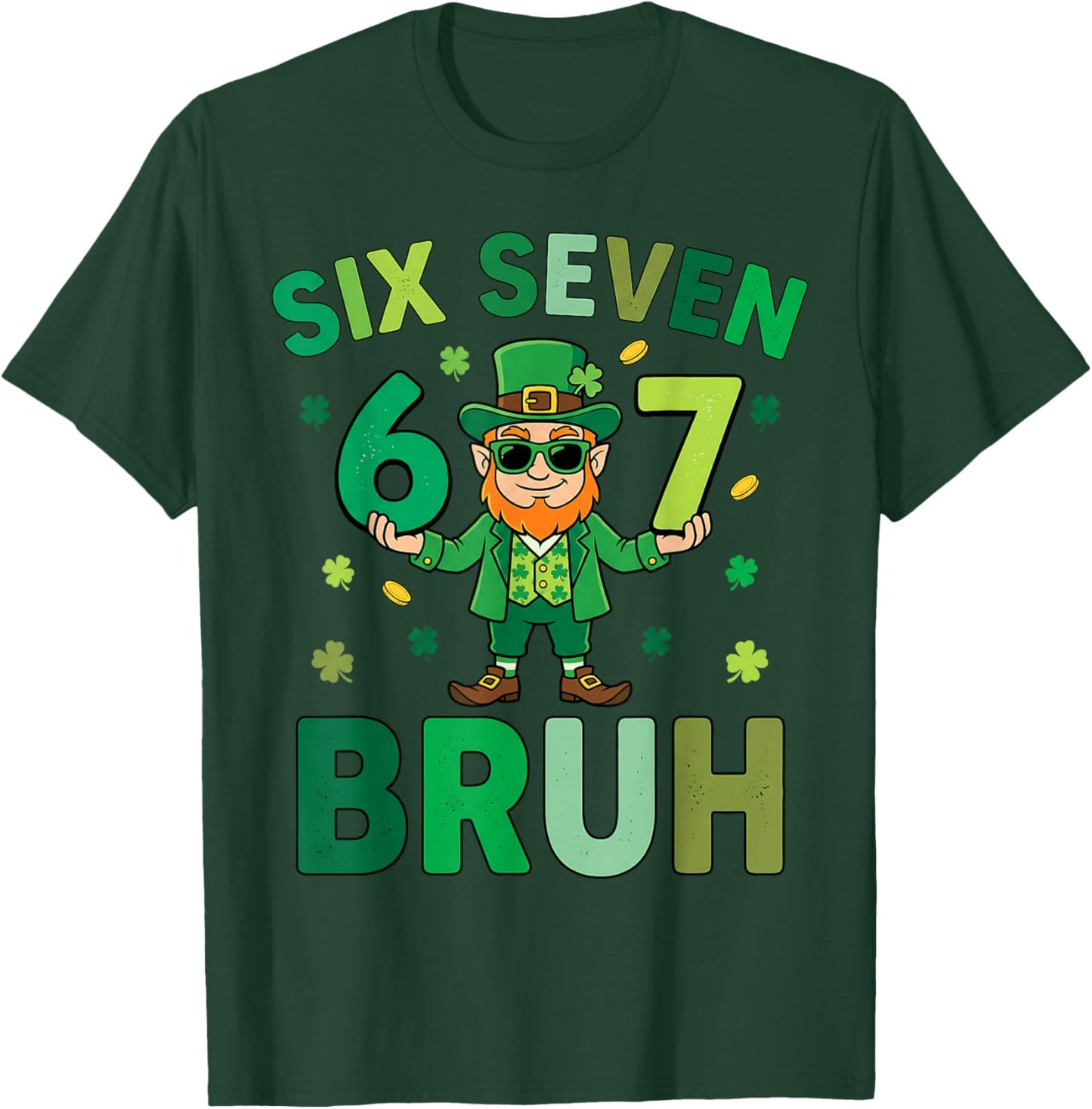 Six Seven Bruh Leprechaun 67 Meme St Patrick's Day Kids Boys T-Shirt - T-Shirt | Forest