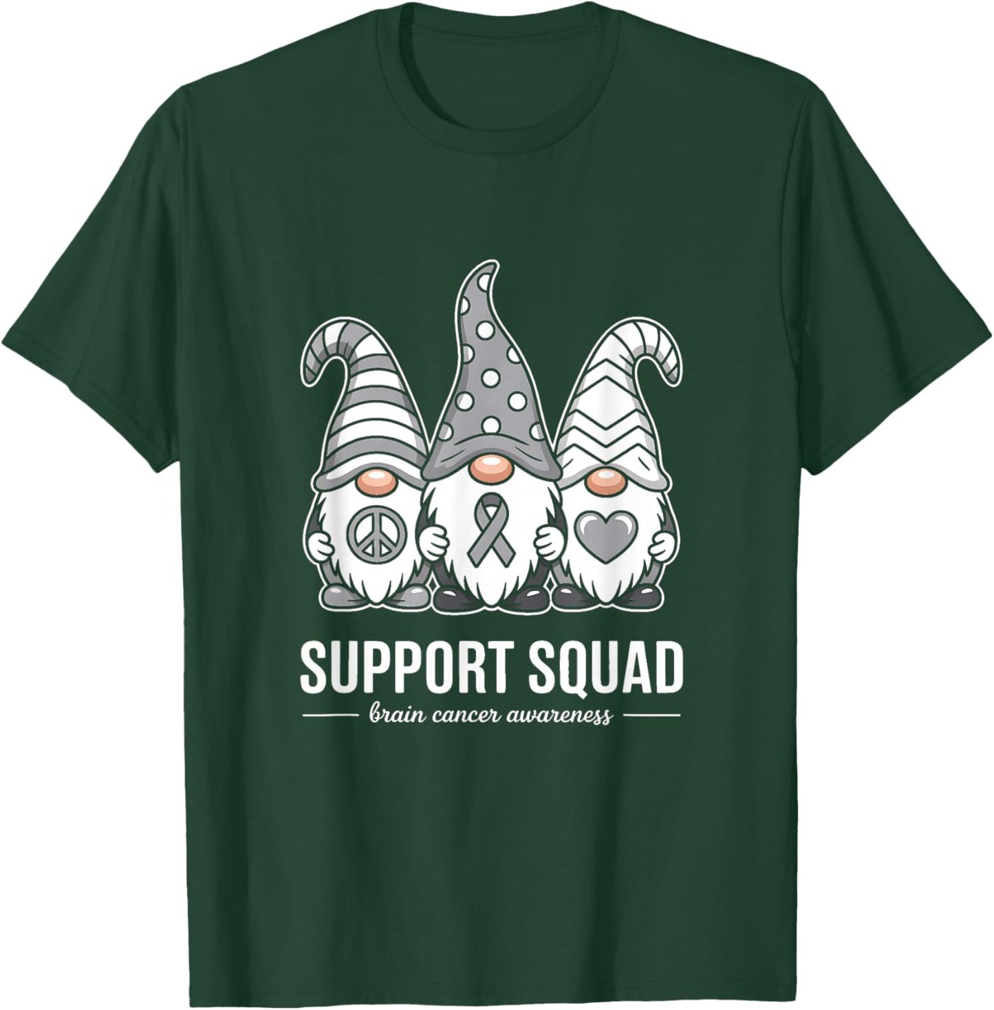 Support Squad Brain Cancer Ribbon T-Shirt - T-Shirt | Forest