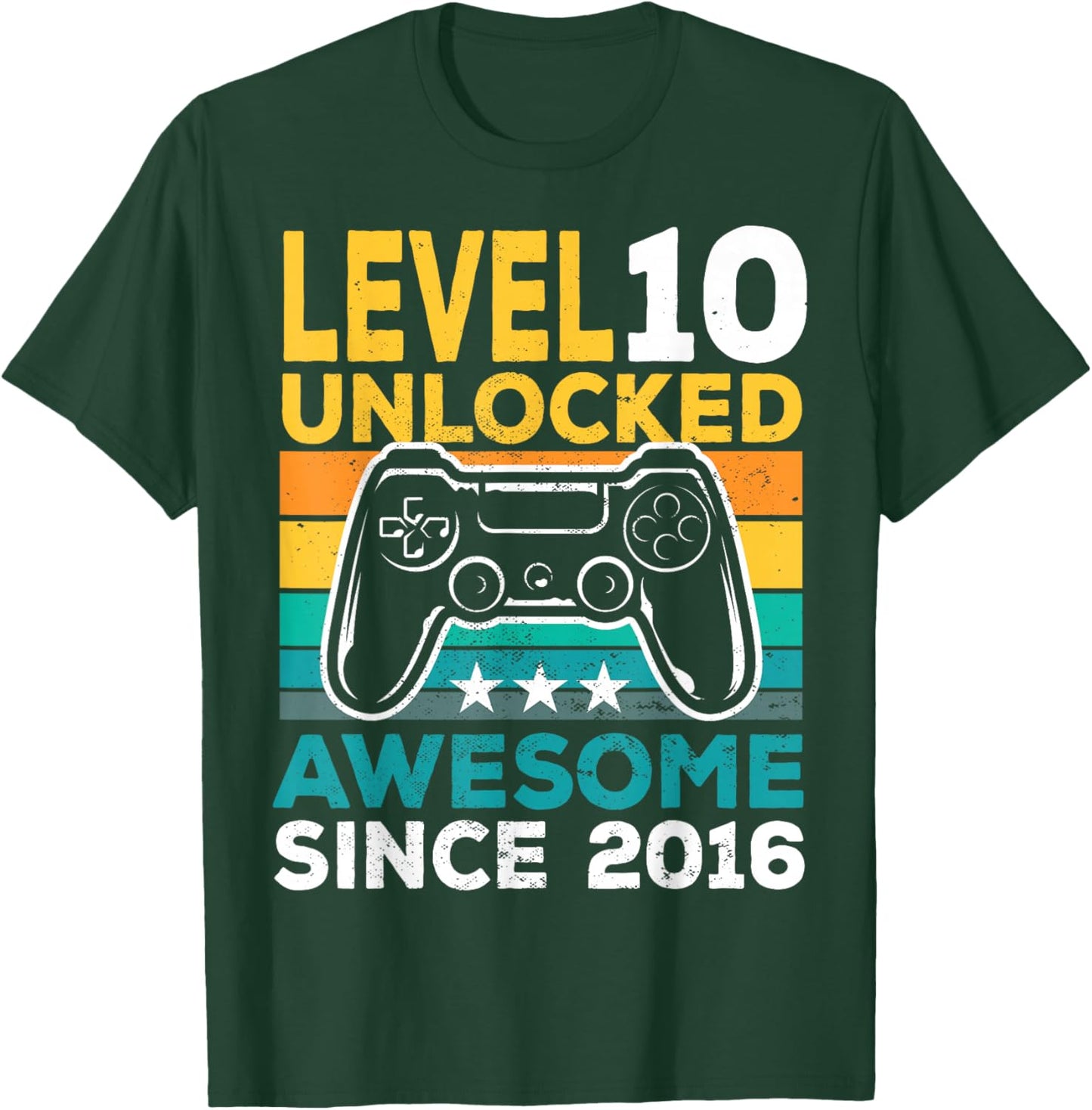 Level 10 Unlocked Awesome Since 2016 10th Birthday Gaming T-Shirt - T-Shirt | Forest
