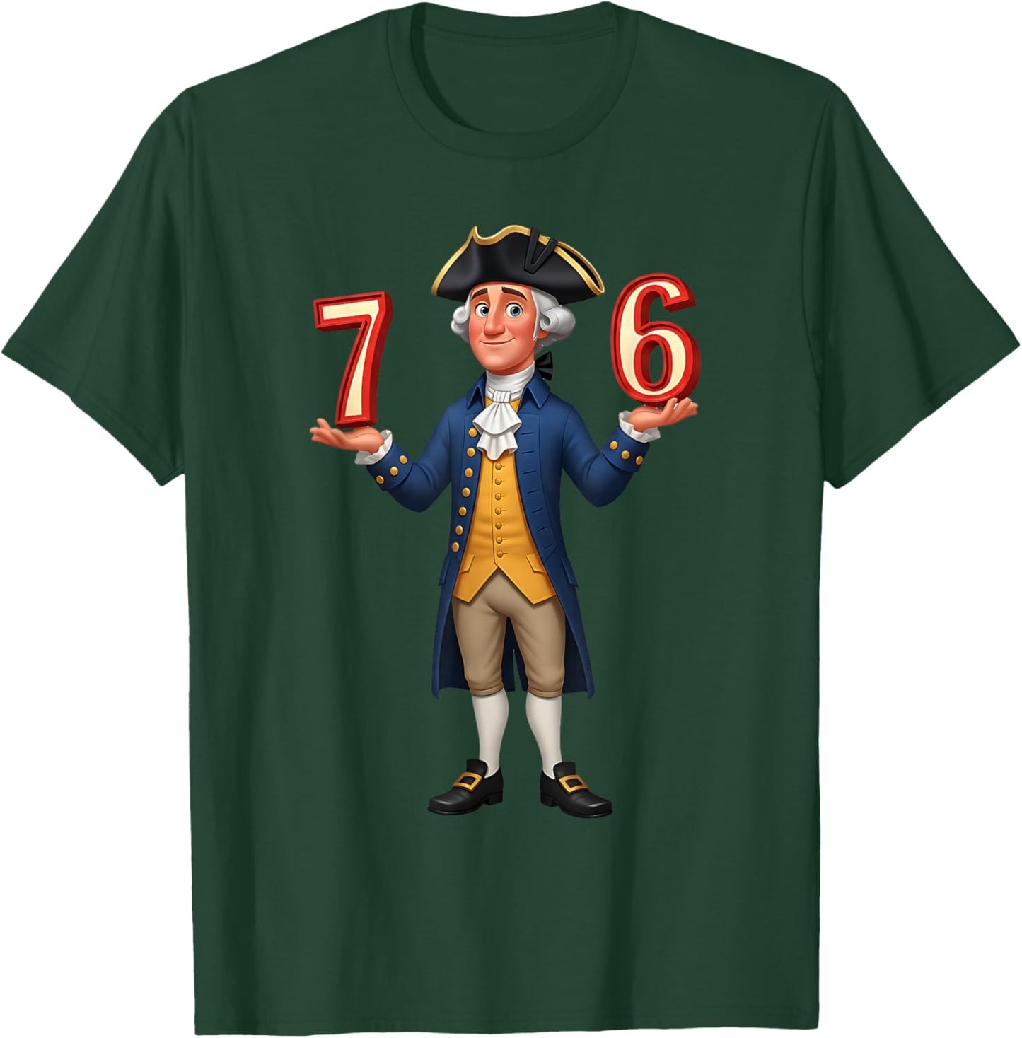 Six Seven American 67 Gen Alpha Slang 7 6 George Washington T-Shirt - T-Shirt | Forest