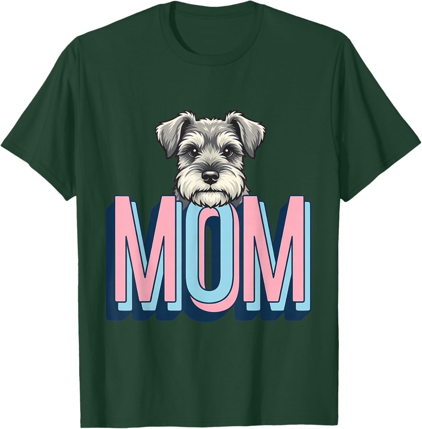 Schnauzer Peeking Mom Dog Lover Cute Puppy Drawing T-Shirt - T-Shirt | Forest
