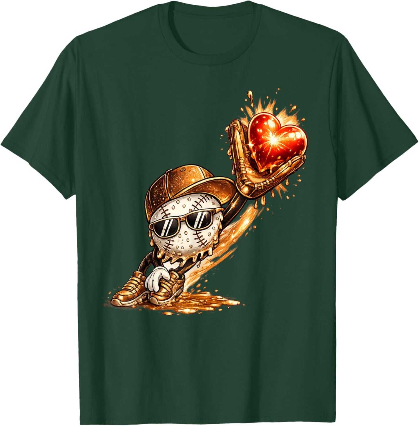 Baseball Valentine's Day Drip Ice Cream Team T-Shirt - T-Shirt | Forest