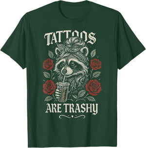 Funny Tattoo Raccoon Trash Panda Design Retro Inked Animal T-Shirt - T-Shirt | Forest