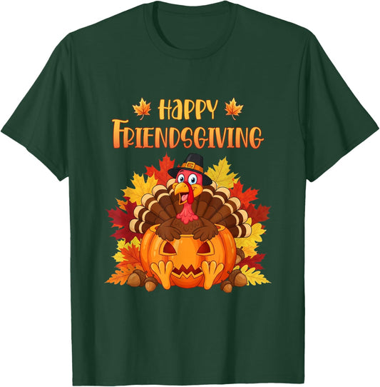 Happy Friendsgiving Squad Funny Thanksgiving 2025 2026 T-Shirt - T-Shirt | Forest