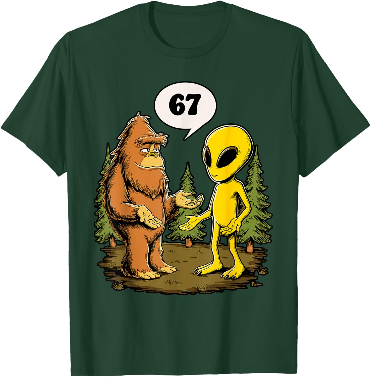 67 Funny Six Seven Gen Alpha Slang Bigfoot T-Shirt - T-Shirt | Forest