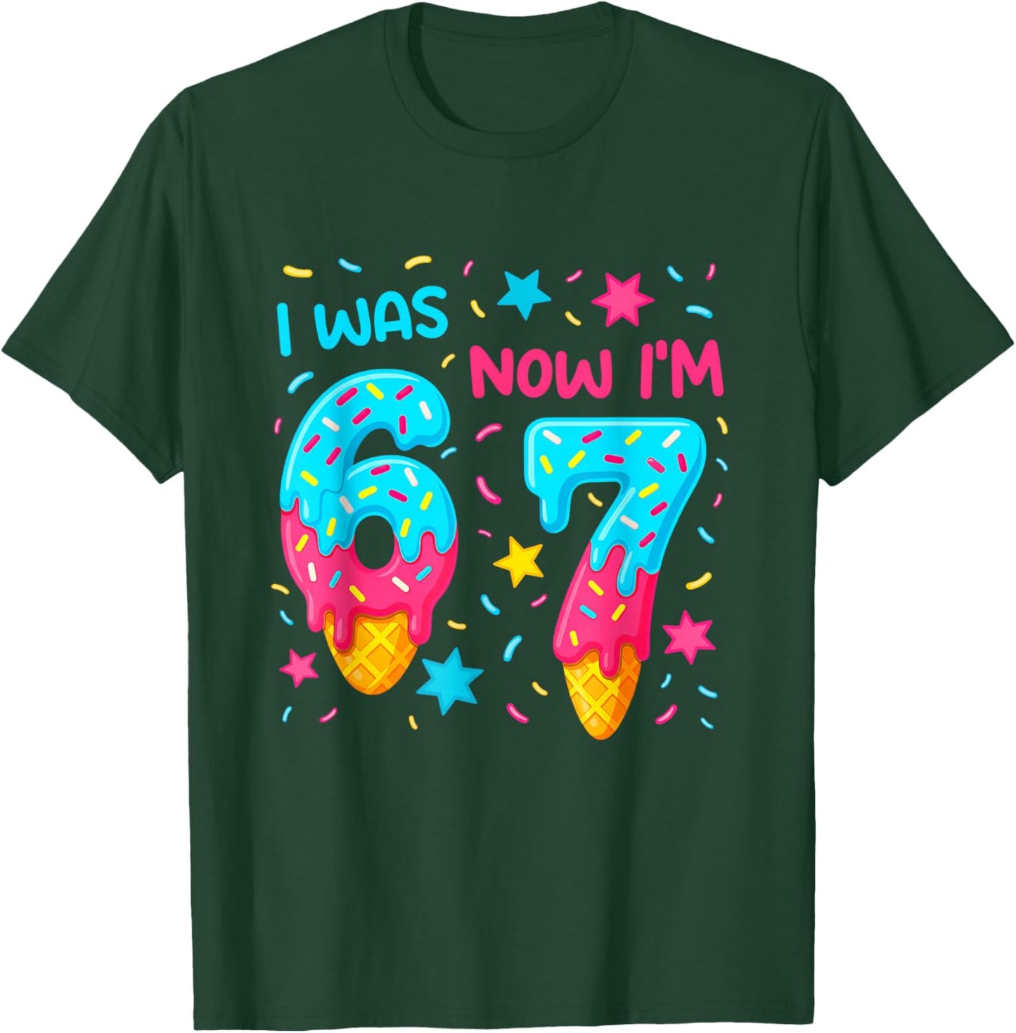I was 6 Now I'm 7 67 Birthday Baseball Drip 7 Year Old T-Shirt - T-Shirt | Forest