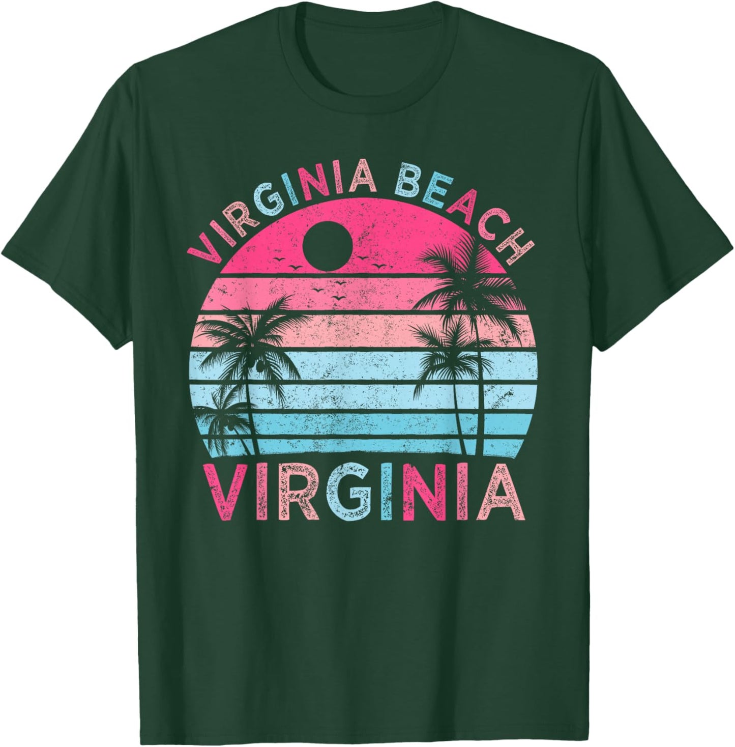 Virginia Beach Virginia Vintage Sunset Family Vacation T-Shirt - T-Shirt | Forest