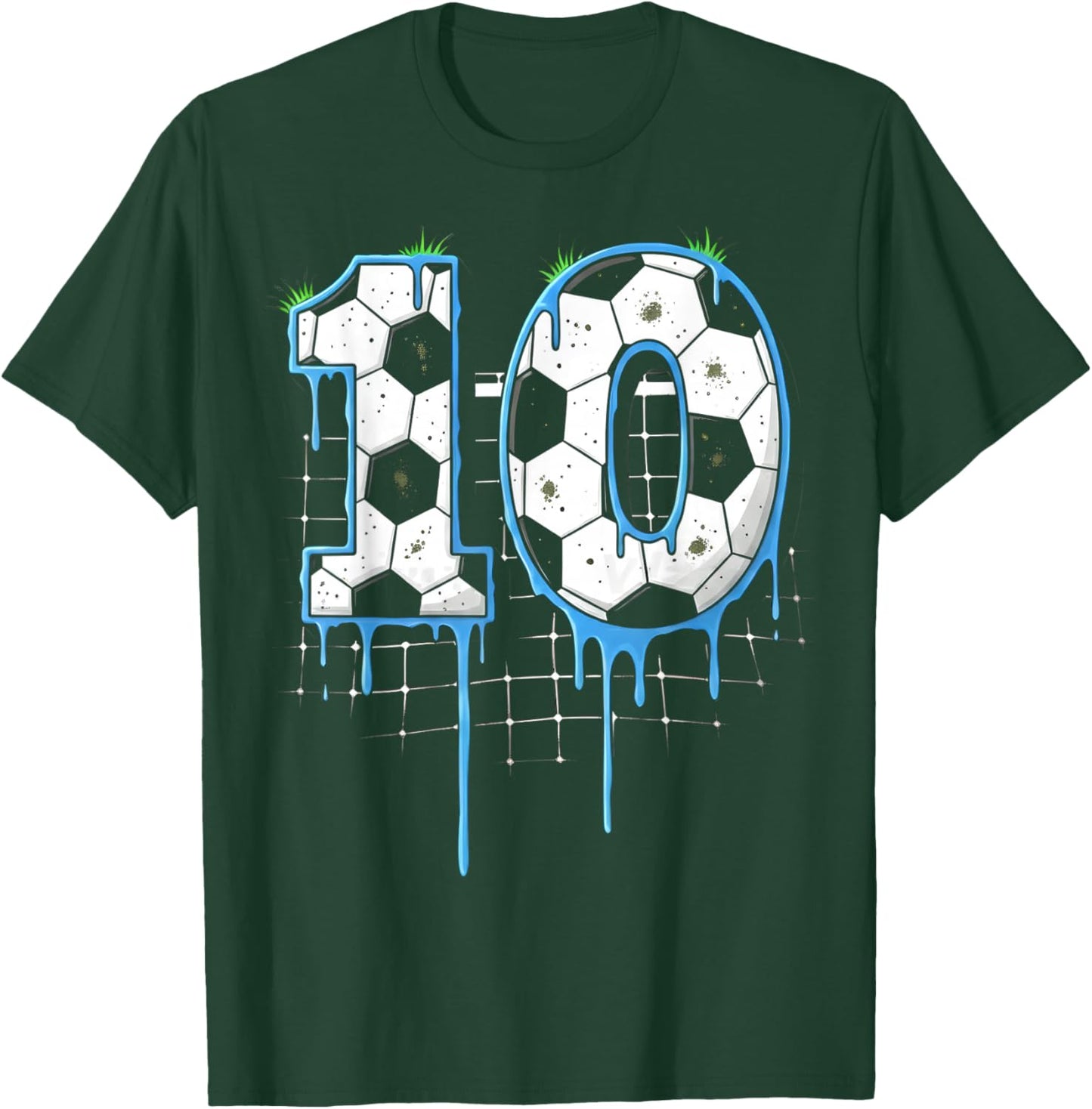 Soccer 10 Year Old Ice Cream Drip Youth 10th Birthday Boy 10 T-Shirt - T-Shirt | Forest