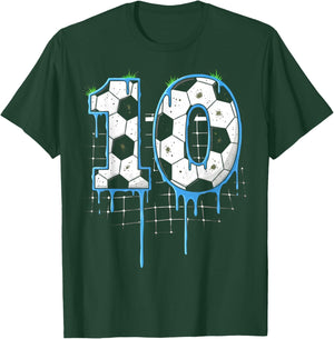 Soccer 10 Year Old Ice Cream Drip Youth 10th Birthday Boy 10 T-Shirt - T-Shirt | Forest