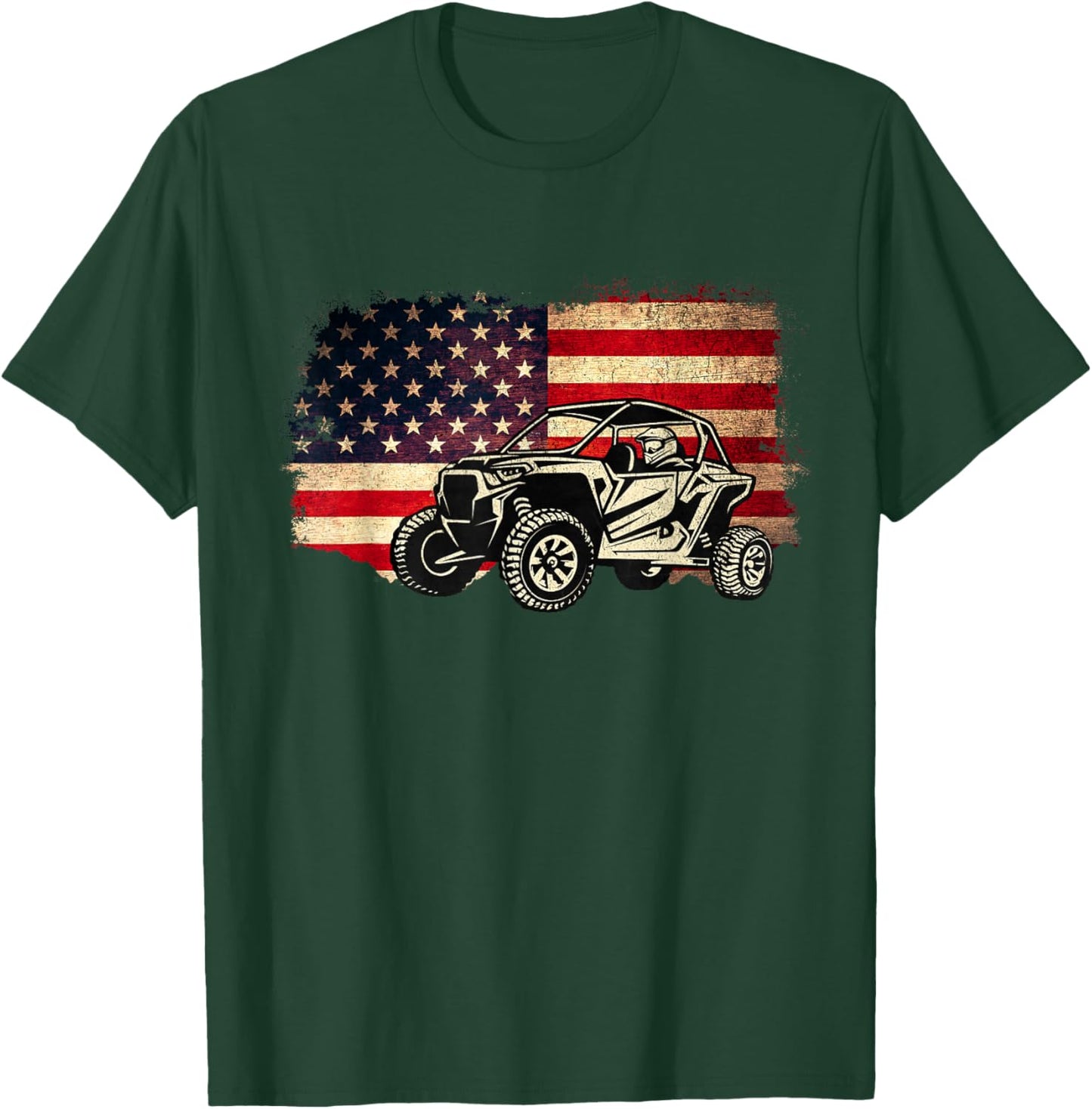 SXS UTV USA American Flag 4th of July T-Shirt - T-Shirt | Forest