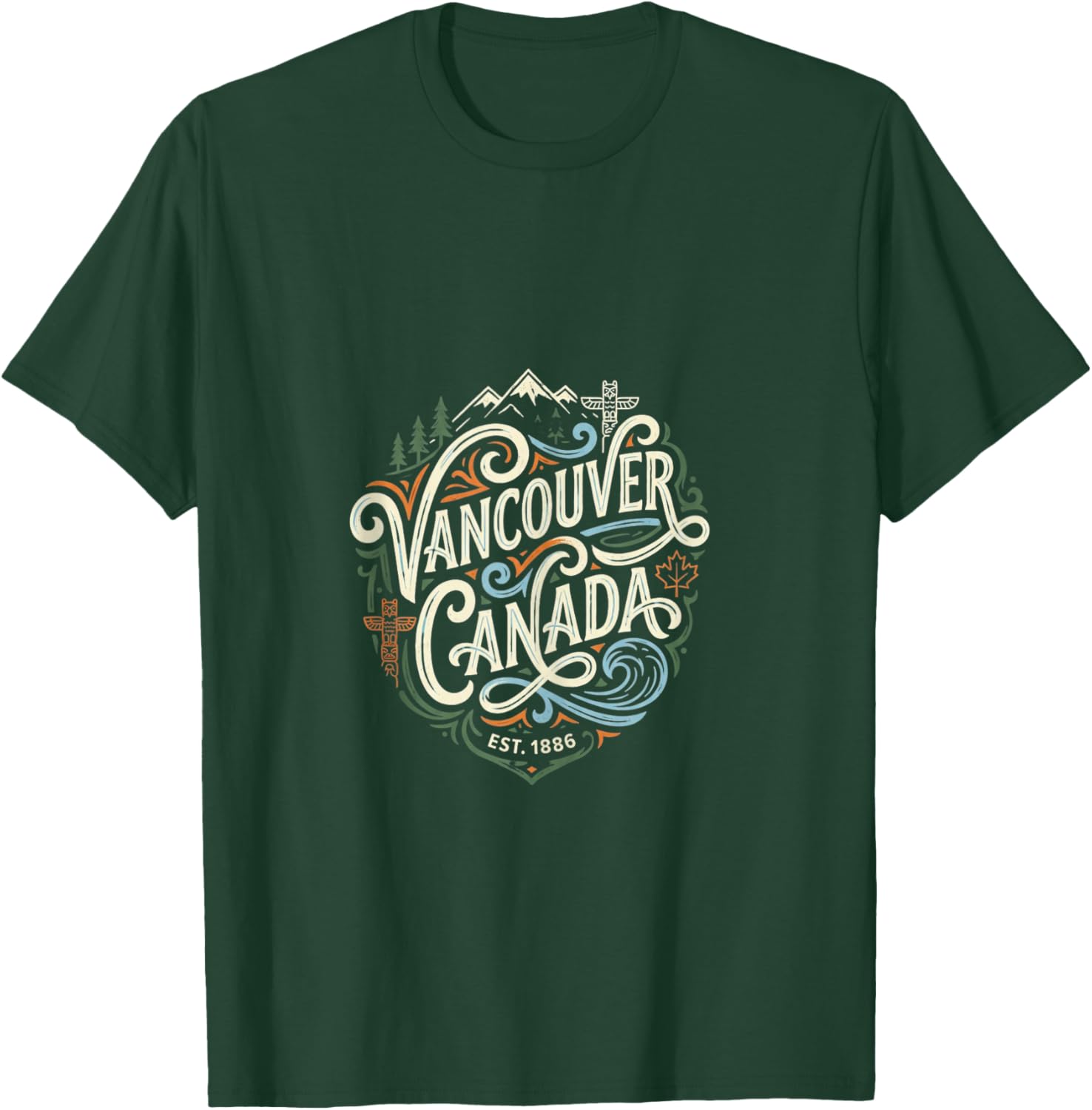 Vancouver Canada Vacation Canadian Hiking Camping Fishing T-Shirt - T-Shirt | Forest