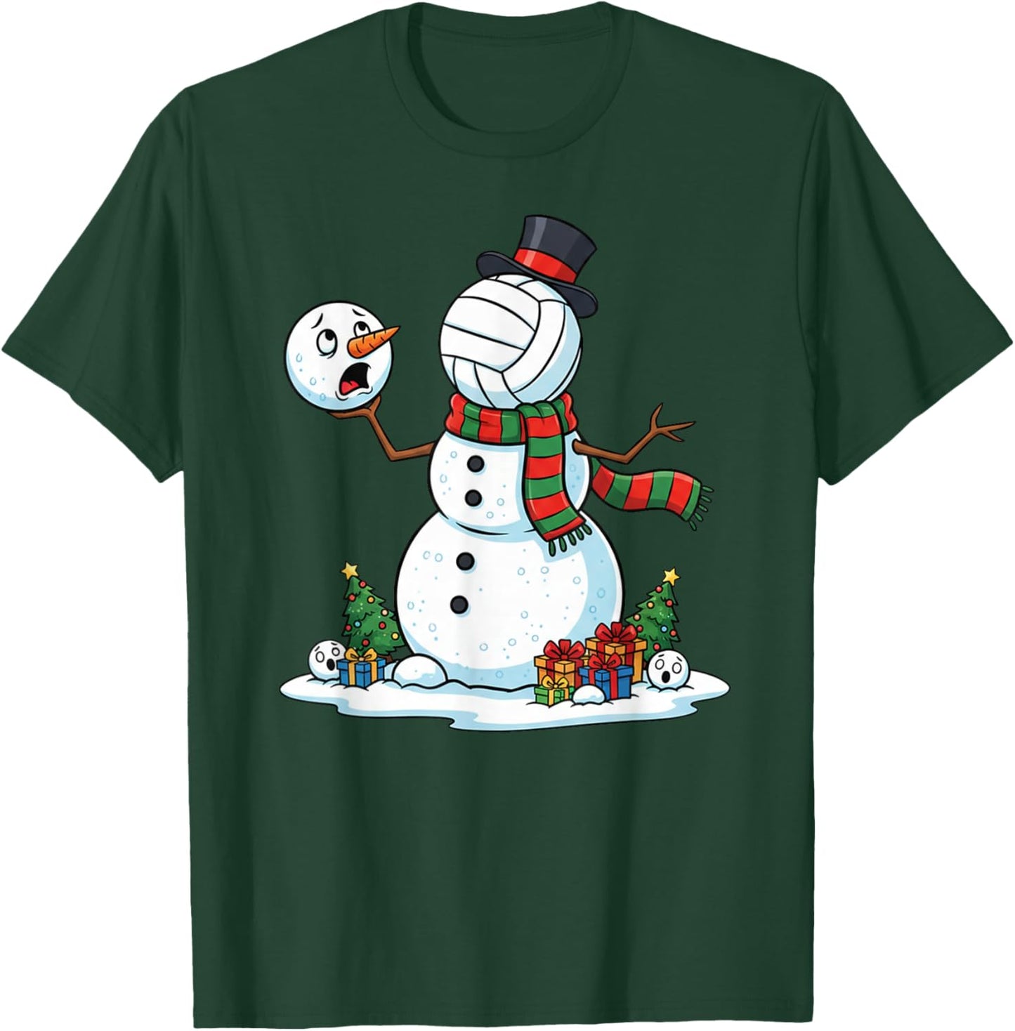 Funny Christmas Volleyball Snowman Xmas Kids T-Shirt - T-Shirt | Forest