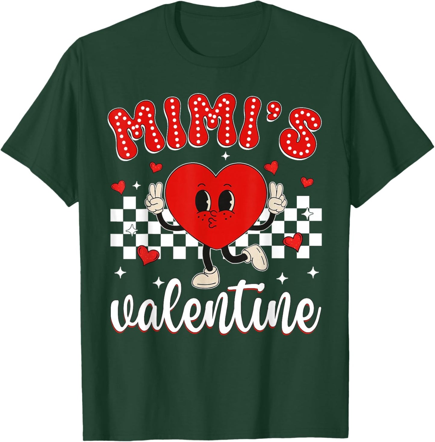 Mimi's Valentine Heart Cute Kids Retro Groovy Boy Girl T-Shirt - T-Shirt | Forest