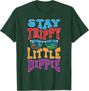 Retro Stay Trippy Little Hippie Peace Lover 60s 70s Groovy T-Shirt - T-Shirt | Forest