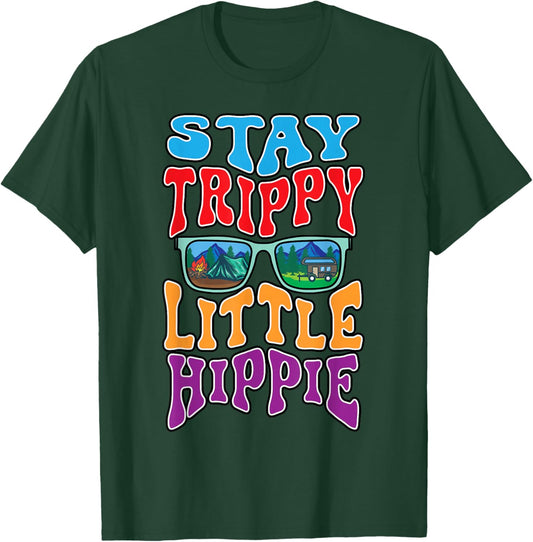 Retro Stay Trippy Little Hippie Peace Lover 60s 70s Groovy T-Shirt - T-Shirt | Forest