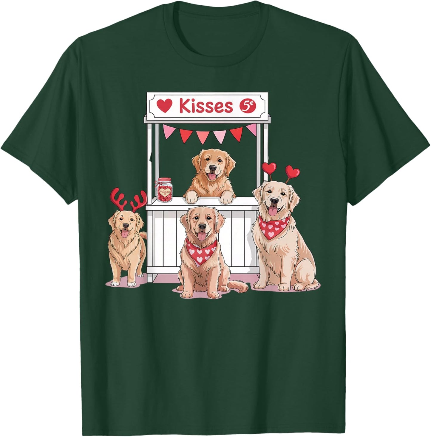 Cute Golden Retriever Valentine Love T-Shirt - T-Shirt | Forest