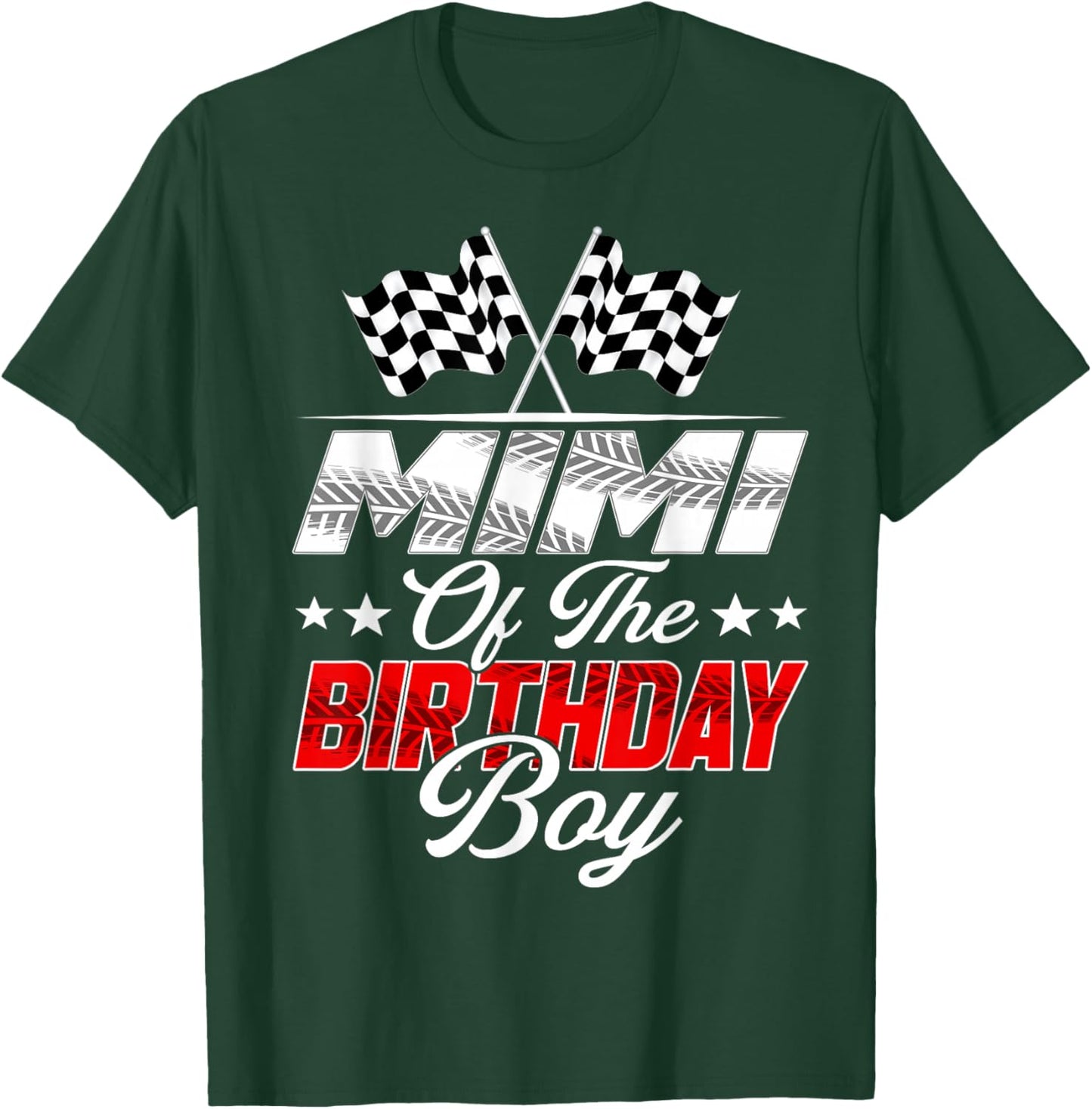 Race Car Mimi of The Birthday Boy Racing Family Pit Crew T-Shirt - T-Shirt | Forest