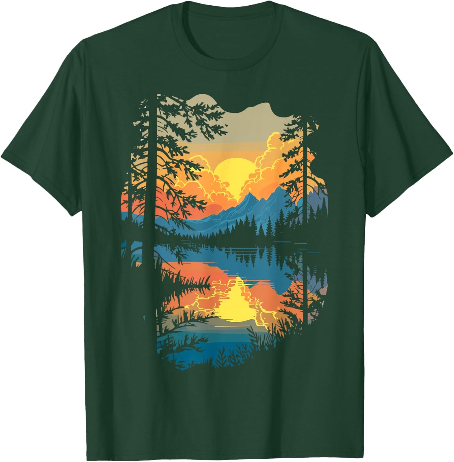 Nature Trees Reflection Forest Outdoor T-Shirt - T-Shirt | Forest