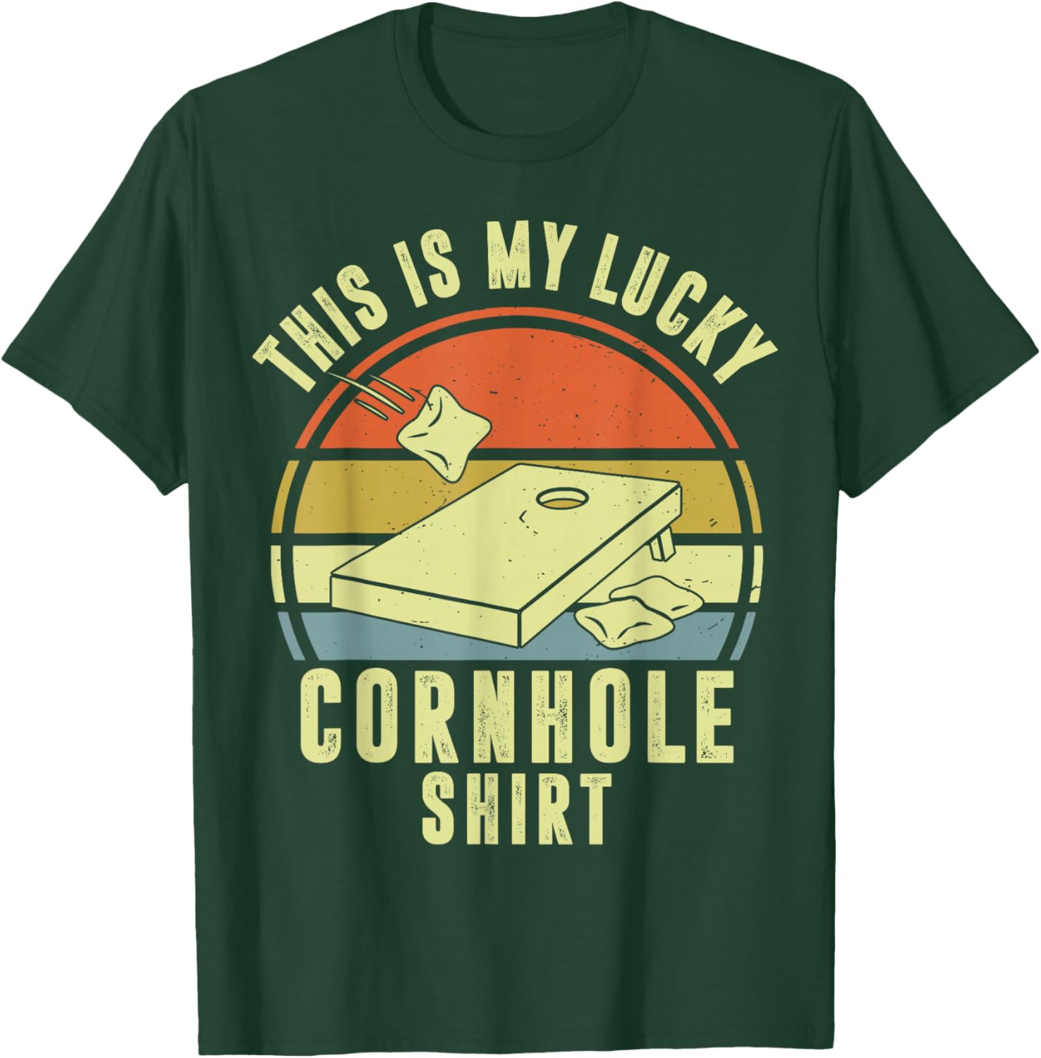 This is My Lucky Cornhole Shirt Daddy Team Funny Corn Hole T-Shirt - T-Shirt | Forest