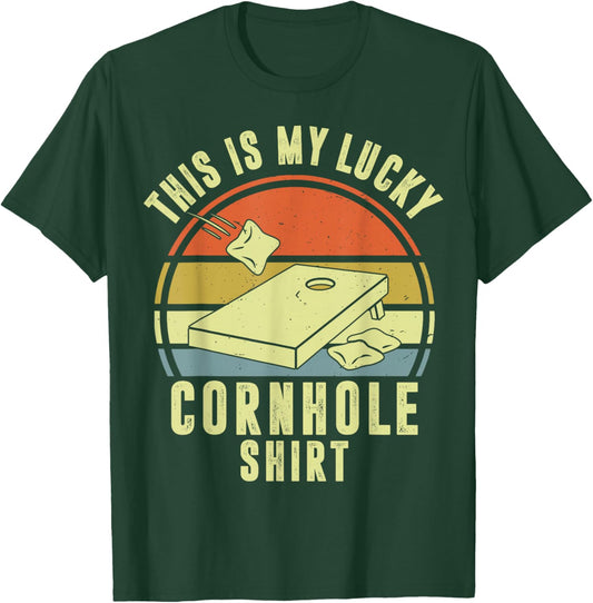 This is My Lucky Cornhole Shirt Daddy Team Funny Corn Hole T-Shirt - T-Shirt | Forest