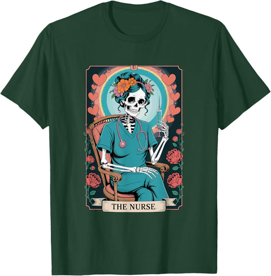 The Nurse Skeleton Tarot Card Funny Nursing Nurse RN LPN NP T-Shirt - T-Shirt | Forest