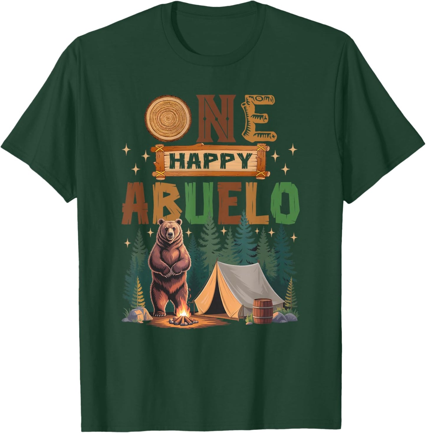 One Happy Abuelo Camper 1St Birthday Camping Bear T-Shirt - T-Shirt | Forest