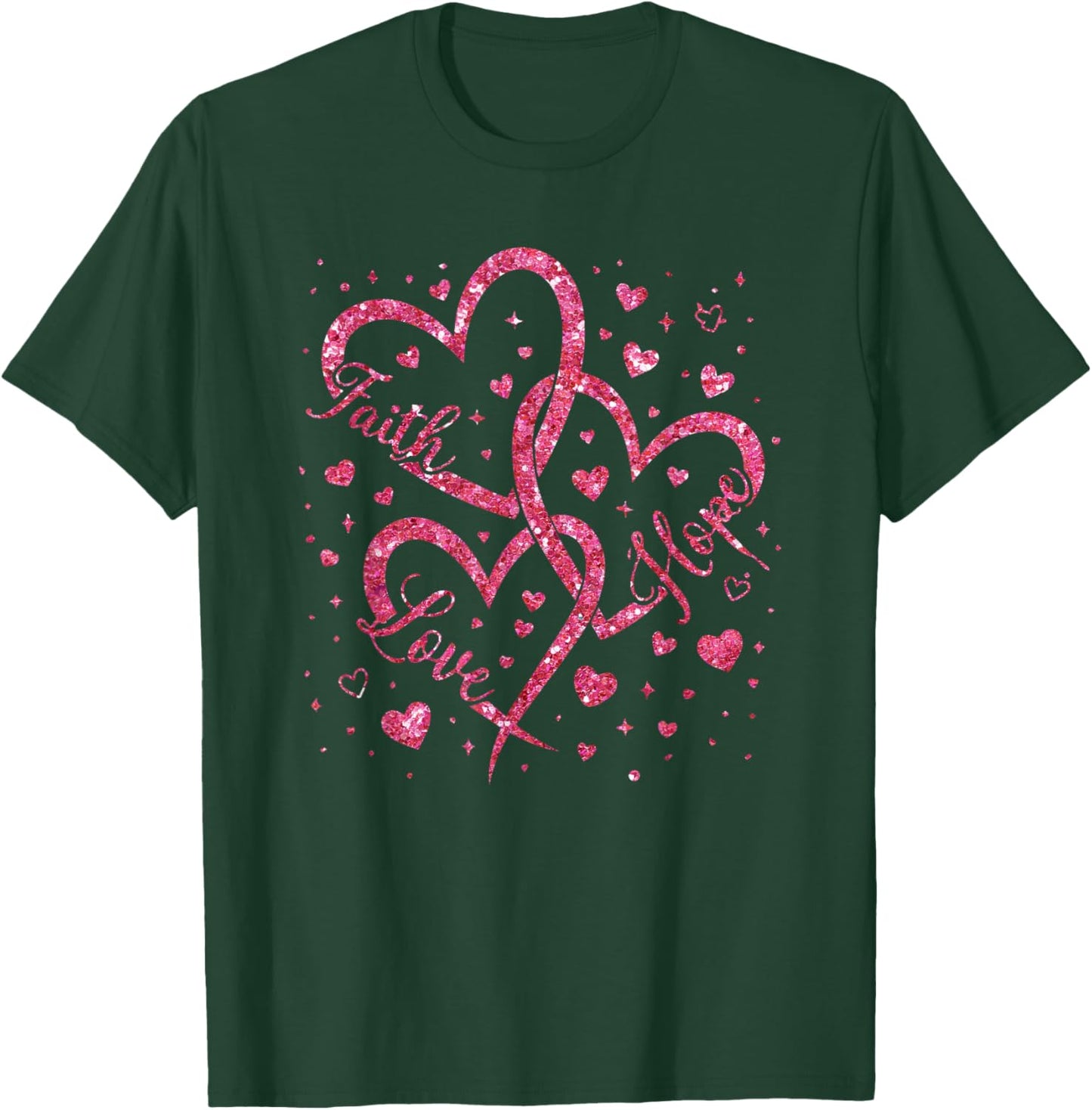 Christian Faith Hope Love Hearts Religious Valentine Day T-Shirt - T-Shirt | Forest