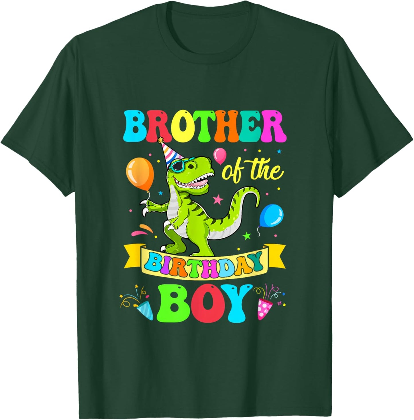 Brother of The Birthday Boy T-Rex Dinosaur Birthday T-Shirt - T-Shirt | Forest