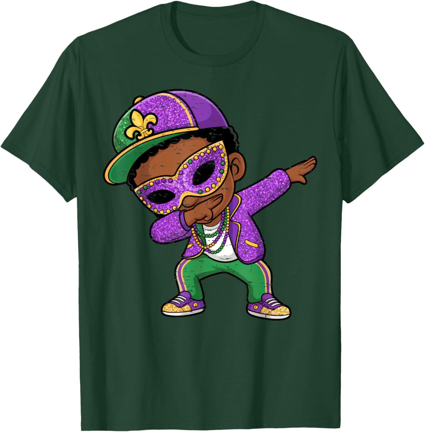 Mardi Gras Dabbing Black Boys Kids New Orleans Trip T-Shirt - T-Shirt | Forest