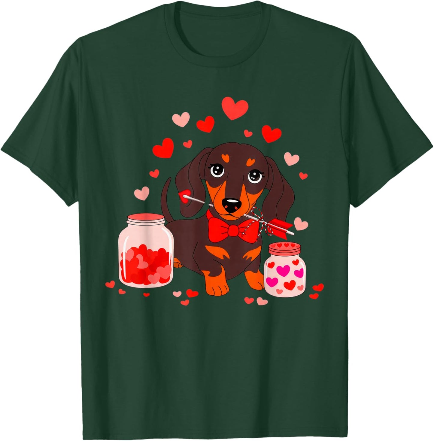 Dog Valentine Cute Dachshund Valentine's Day T-Shirt - T-Shirt | Forest