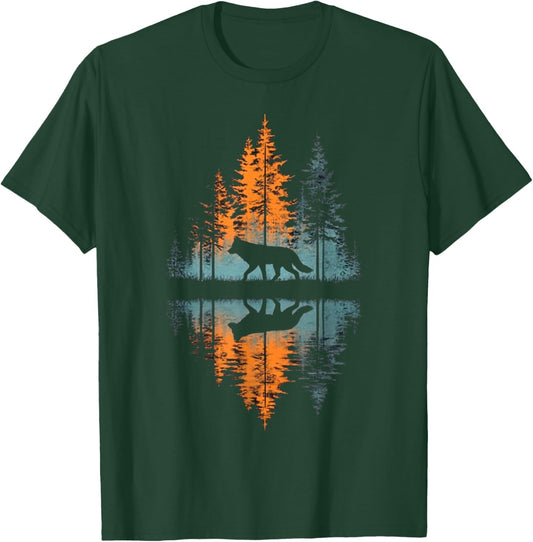 Funny Wolf Cool Nature Wildlife Graphic Wolf Lover Gifts T-Shirt - T-Shirt | Forest
