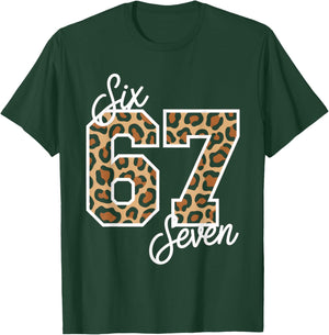 Six Seven Leopard 67 Meme Matching Outfit Women Girls T-Shirt - T-Shirt | Forest