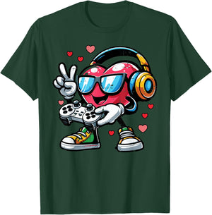 Valentines Day Gamer Heart Gaming Boys Kids Men Youth Teen T-Shirt - T-Shirt | Forest
