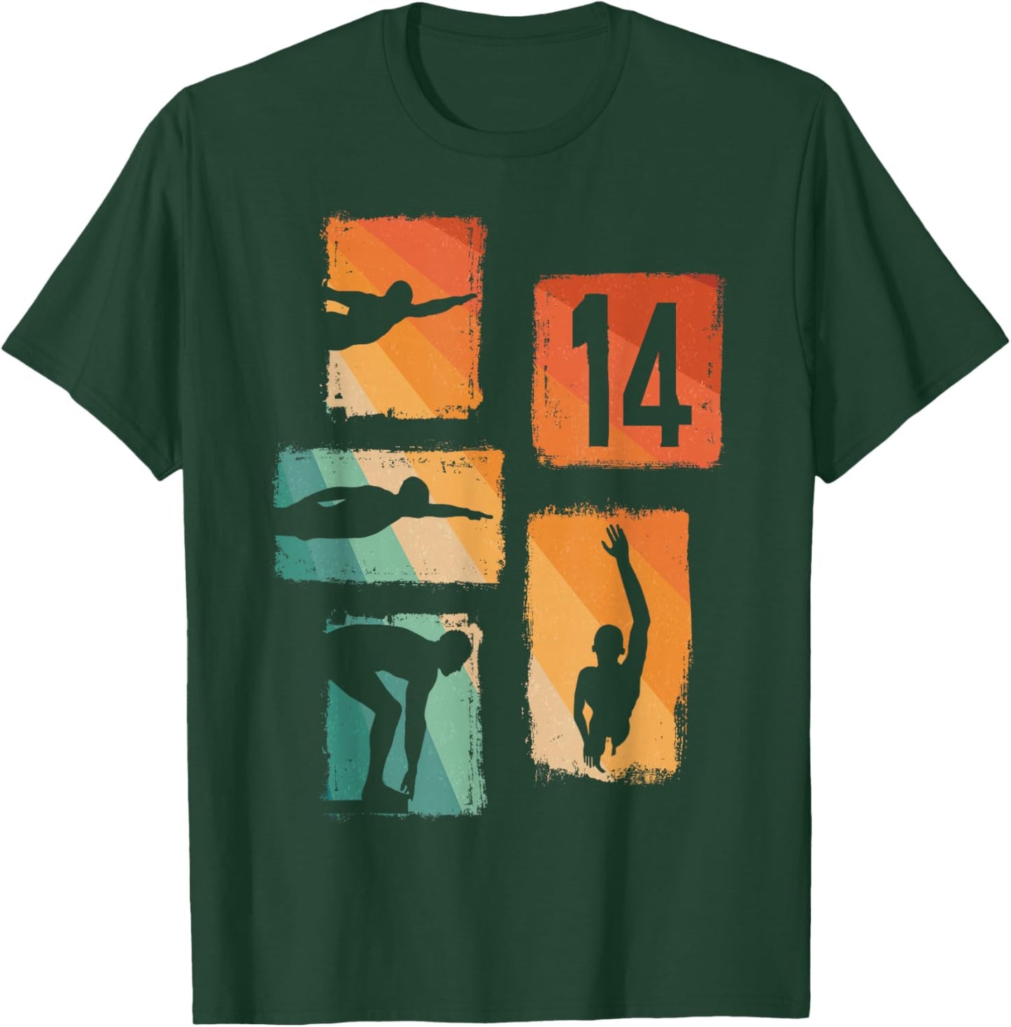 14th Birthday Swimmer Swimming 14 Year Old Boy T-Shirt - T-Shirt | Forest