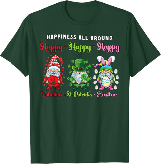 Gnome Valentines St Patrick Easter Happy Holiday Gnomies T-Shirt - T-Shirt | Forest