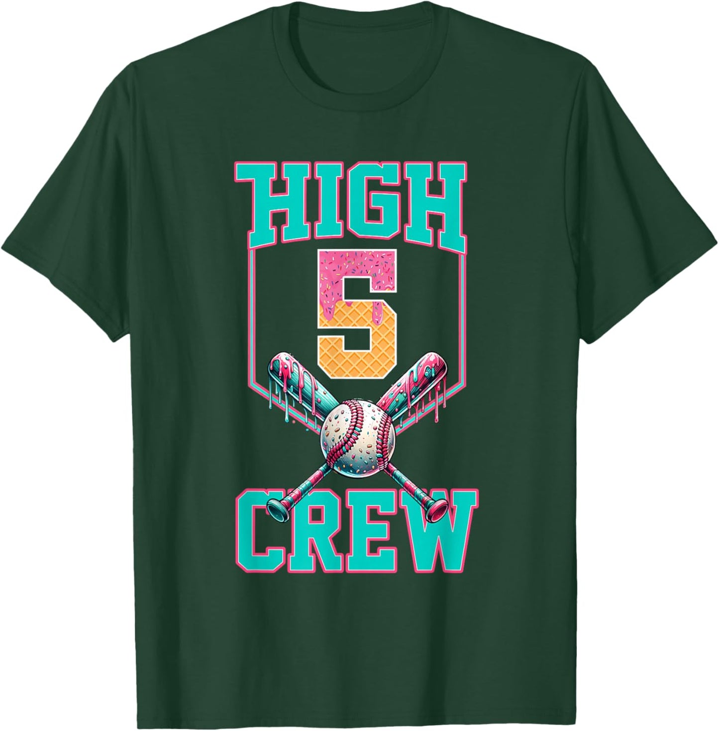 Hi 5 Birthday Party Decorations for Boy Baseball Drip 5th T-Shirt - T-Shirt | Forest