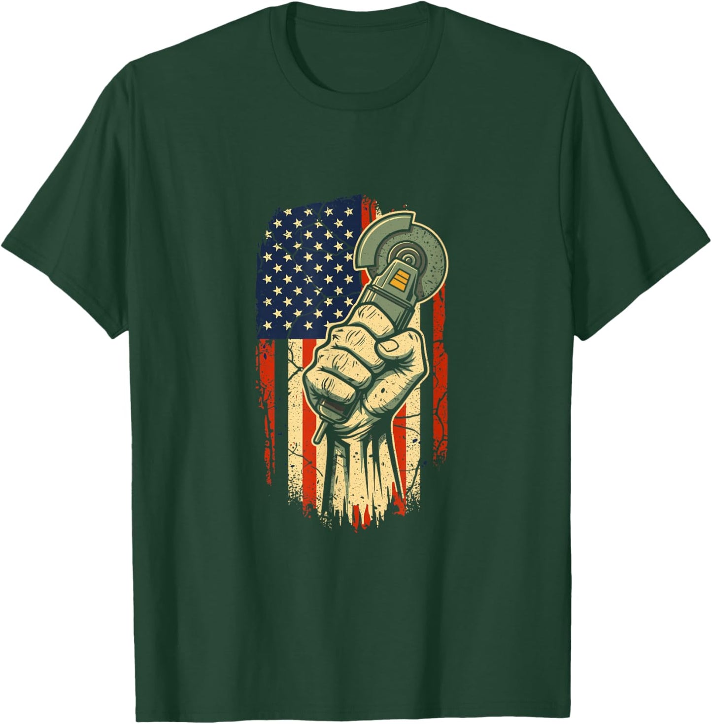 American Flag Angle Grinder American Worker Pride T-Shirt - T-Shirt | Forest
